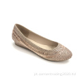 Mulheres Low Wedge Glitter Rhinestone Comfort Shoes